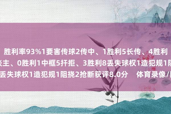 胜利率93%1要害传球2传中、1胜利5长传、4胜利3射门、1射正1过东谈主、0胜利1中框5扞拒、3胜利8丢失球权1造犯规1阻挠2抢断获评8.0分    体育录像/图片